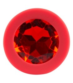 Analplug, rot mit Schmuckstein