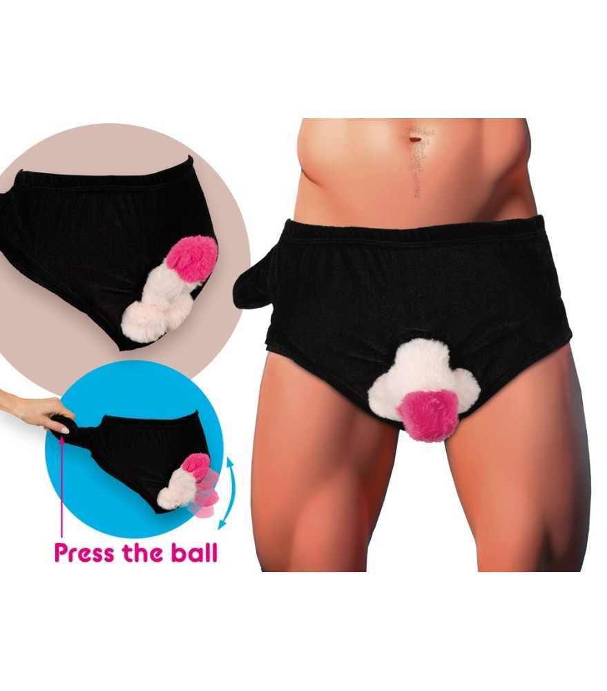Gag-Slip mit beweglichem Plüsch-Penis