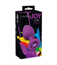 Analplug, lila mit Schmuckstein