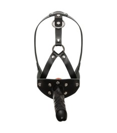 Kopffessel aus Leder mit Latexdildo und Innenknebel