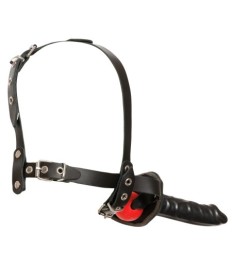 Kopffessel aus Leder mit Latexdildo und Innenknebel