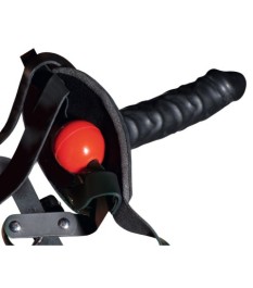 Kopffessel aus Leder mit Latexdildo und Innenknebel