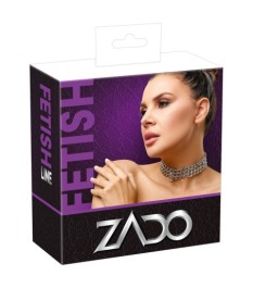 Halsfessel aus Leder und 3 Metallketten