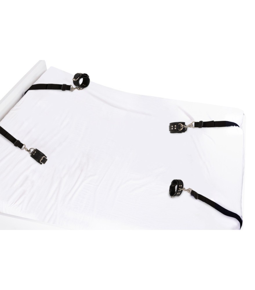 Bettfessel-Set mit Hand- und Fußfesseln aus Leder