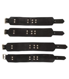 Bettfessel-Set mit Hand- und Fußfesseln aus Leder