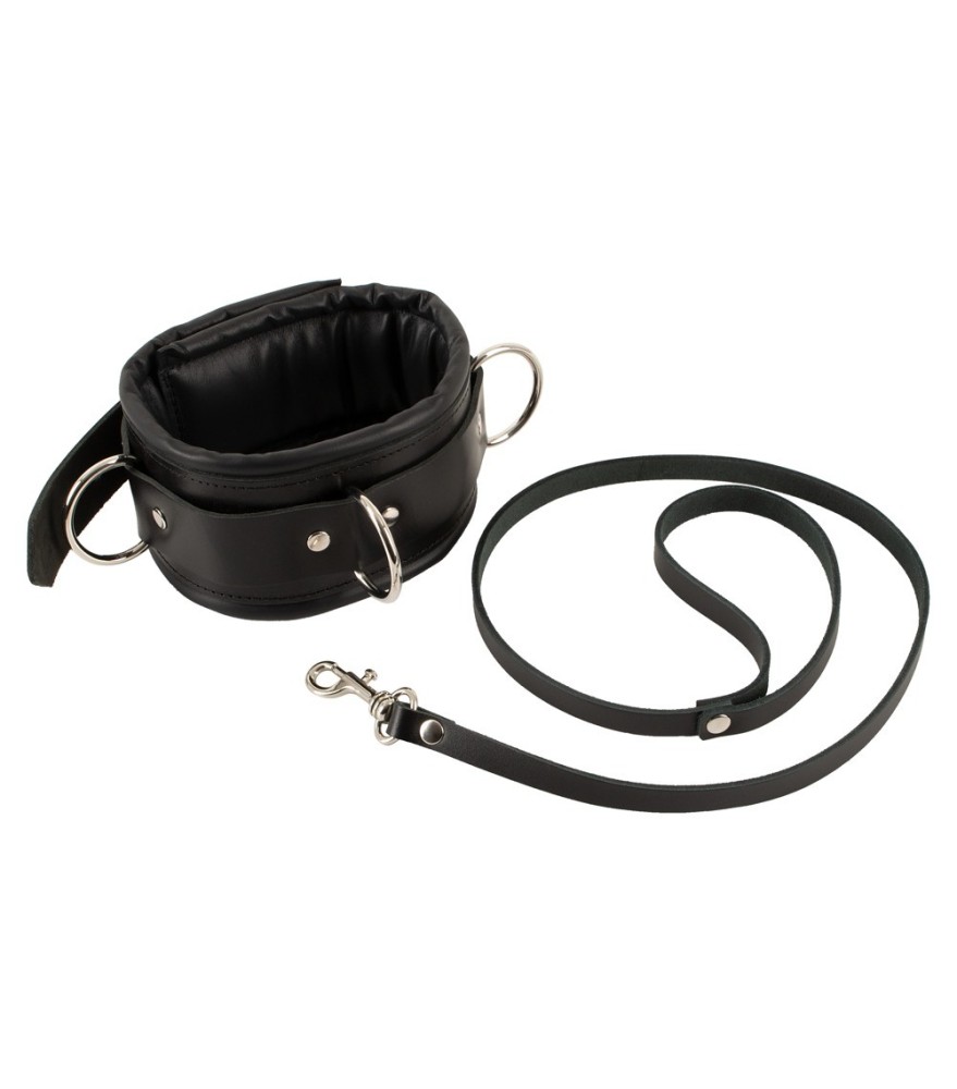 Leder-Halsfessel mit Leder-Leine