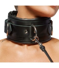 Leder-Halsfessel mit Leder-Leine