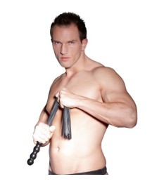 Peitsche mit weichen Lederriemen und Holzgriff