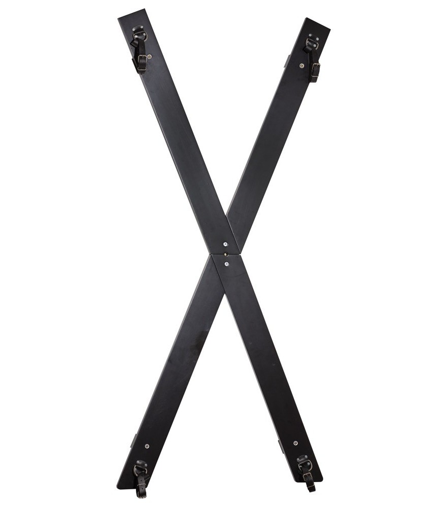 „Andreaskreuz“ mit abnehmbaren Hand- und Fußfesseln