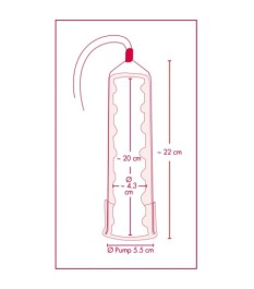 Penispumpe mit Zweifinger-Pumpgriff, Messskala und Noppen-Sleeve