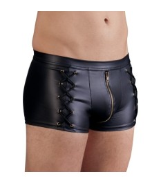 Pants im schwarzen Mattlook mit seitlichen Schnürungen