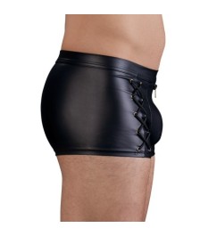 Pants im schwarzen Mattlook mit seitlichen Schnürungen