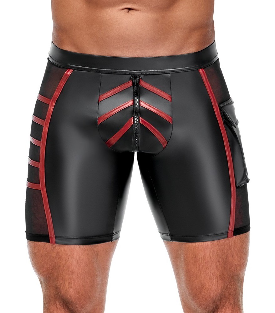 Shorts im 2-farbigen Mattlook mit Netzeinsätzen