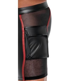 Shorts im 2-farbigen Mattlook mit Netzeinsätzen