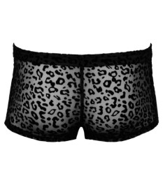 Pants aus feinem Powernet mit Leo-Samtflockprint