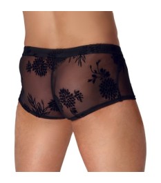 Pants aus feinem Powernet mit Paradies-Samtflockprint