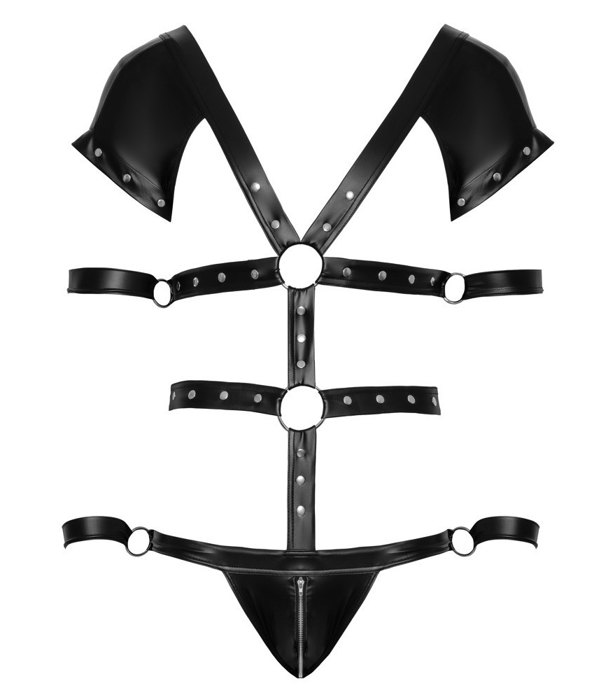 Body in Harness-Optik mit 4 abnehmbaren Fesseln