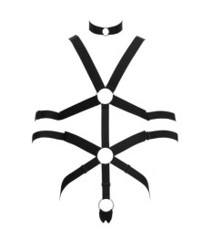 Harness mit Cockring & Hals- und Armfesseln
