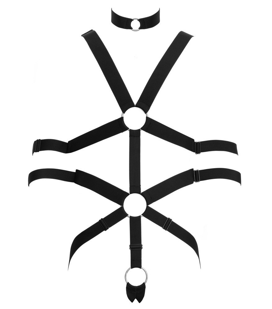 Harness mit Cockring & Hals- und Armfesseln