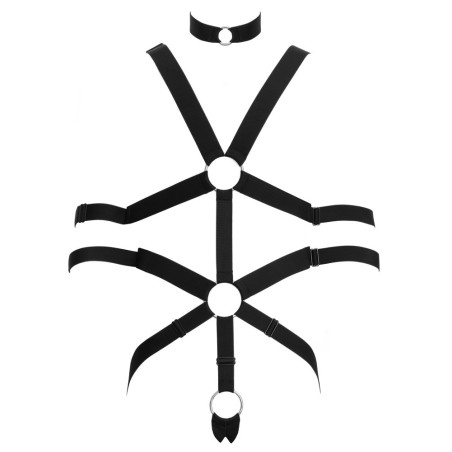 Harness mit Cockring & Hals- und Armfesseln