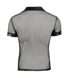 Hemd aus Netz und Wetlook, mit Polokragen