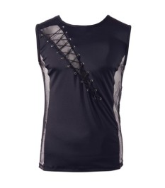 Shirt mit Netz-Einsätzen, Schnürung und D-Ringen