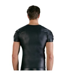 Shirt im schwarzen Mattlook mit kurzem Reißverschluss