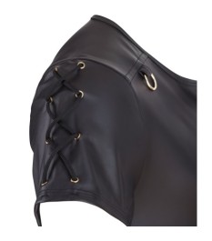 Shirt im schwarzen Mattlook mit kurzem Reißverschluss