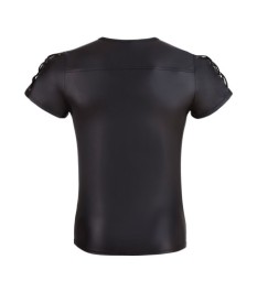 Shirt im schwarzen Mattlook mit kurzem Reißverschluss