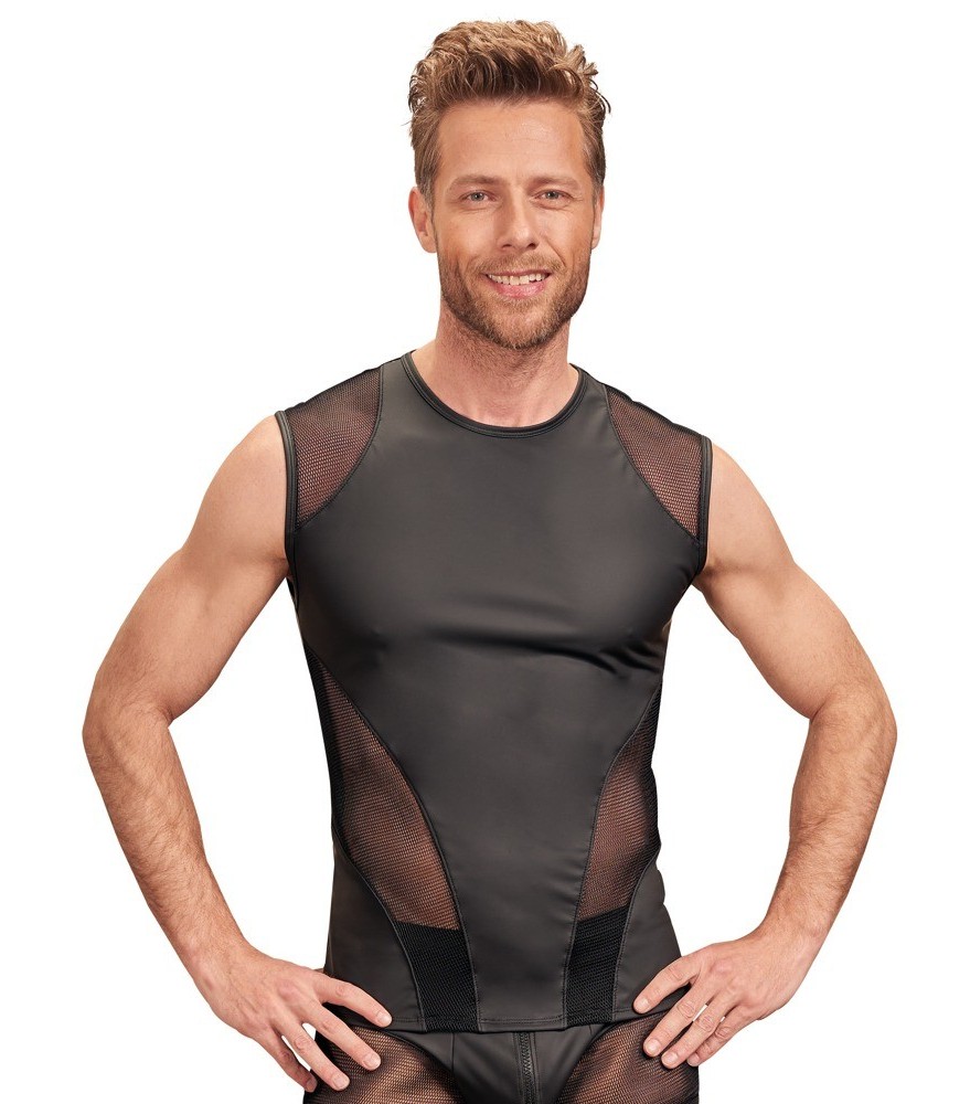 Shirt im trendigen Mattlook mit Netz-Einsätzen