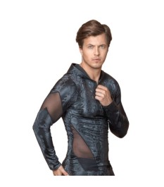 Shirt in mattglänzender Schlangenhaut-Optik mit Powernet-Einsätzen