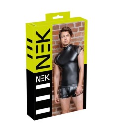 Hemd aus Netz und Wetlook, mit Polokragen