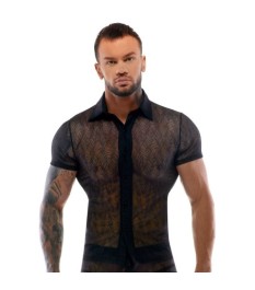 Shirt mit Netz-Einsätzen, Schnürung und D-Ringen