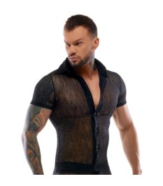 Shirt mit Netz-Einsätzen, Schnürung und D-Ringen