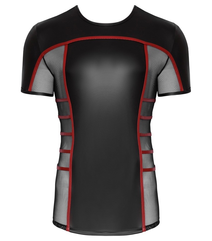 Shirt im schwarzen Mattlook mit kurzem Reißverschluss