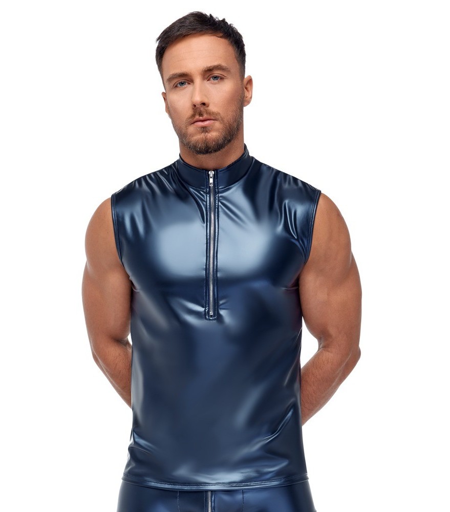 Shirt im Blue Metallic-Mattlook