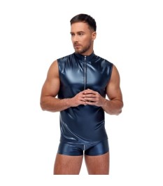 Shirt im Blue Metallic-Mattlook