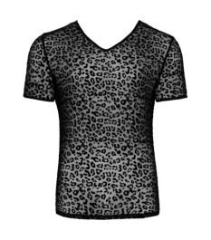 Shirt aus feinem Powernet mit Leo-Samtflockprint