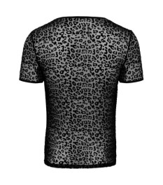 Shirt aus feinem Powernet mit Leo-Samtflockprint