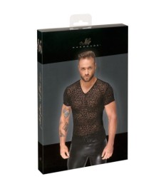 Shirt aus feinem Powernet mit Leo-Samtflockprint