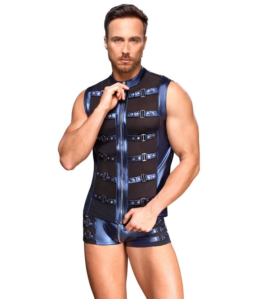 Shirt in mattglänzender Schlangenhaut-Optik mit Powernet-Einsätzen