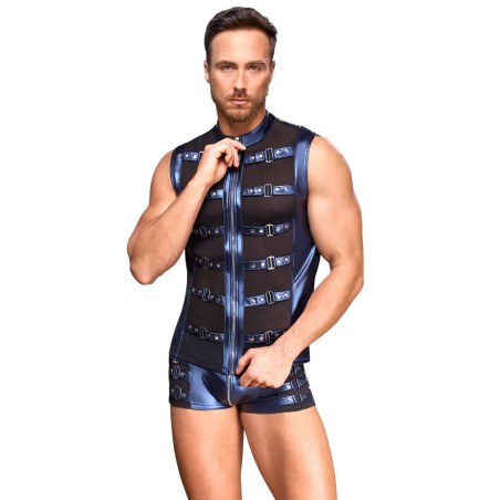 Shirt in mattglänzender Schlangenhaut-Optik mit Powernet-Einsätzen