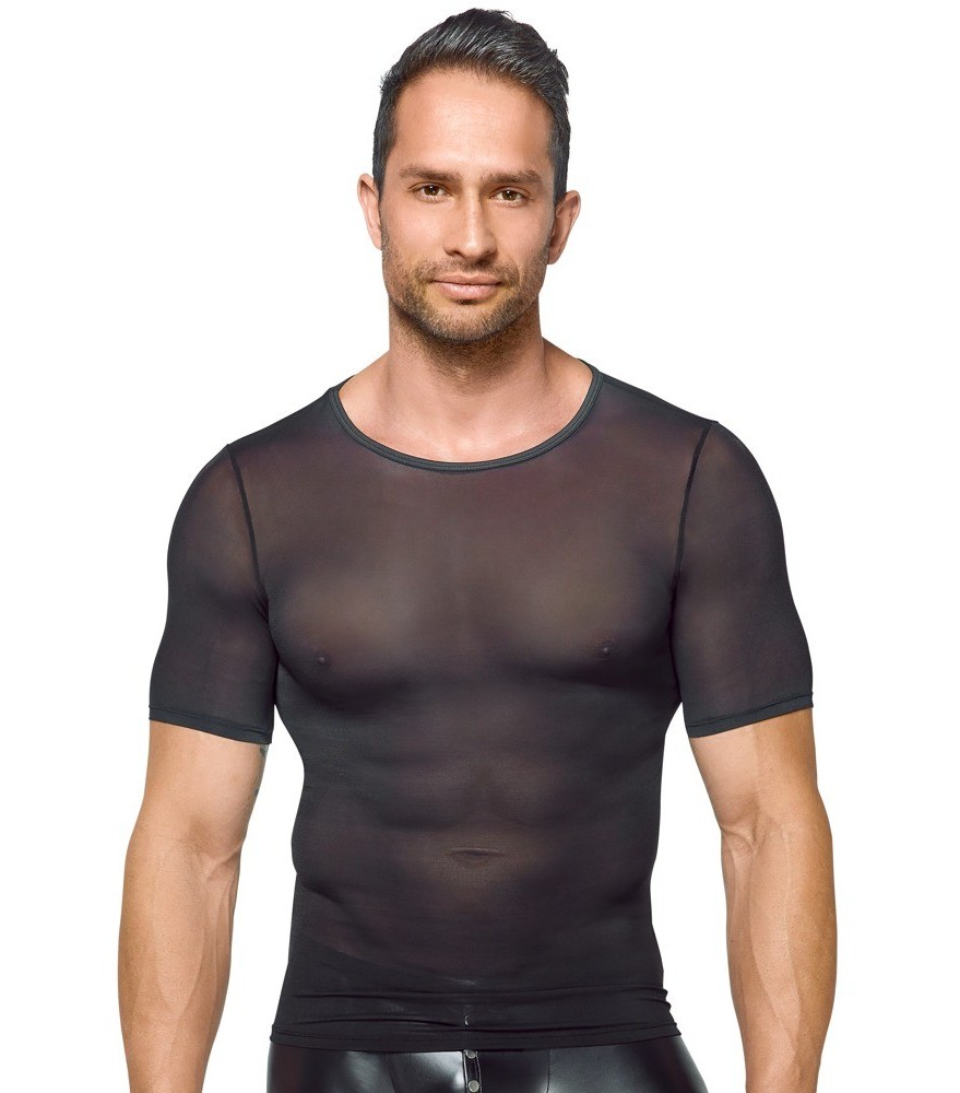 Shirt im Mattlook mit kurzen Netz-Ärmeln