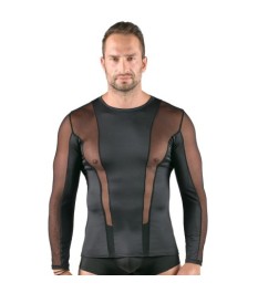 Shirt im 2-farbigen Mattlook mit Netzeinsätzen