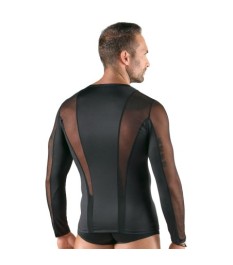 Shirt im 2-farbigen Mattlook mit Netzeinsätzen