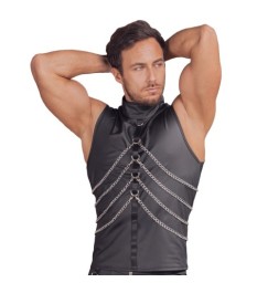 Shirt aus feinem Powernet mit Leo-Samtflockprint