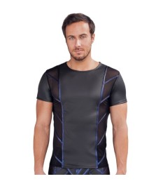 Shirt im stylischen Material-Mix