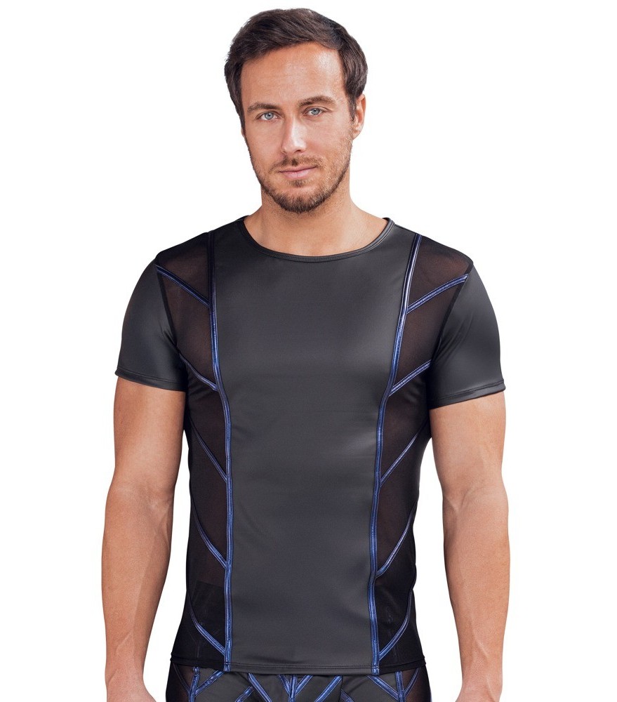 Shirt im stylischen Material-Mix