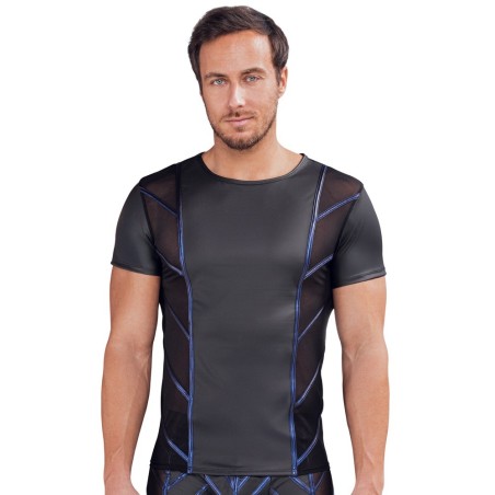 Shirt im stylischen Material-Mix