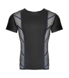 Shirt im stylischen Material-Mix